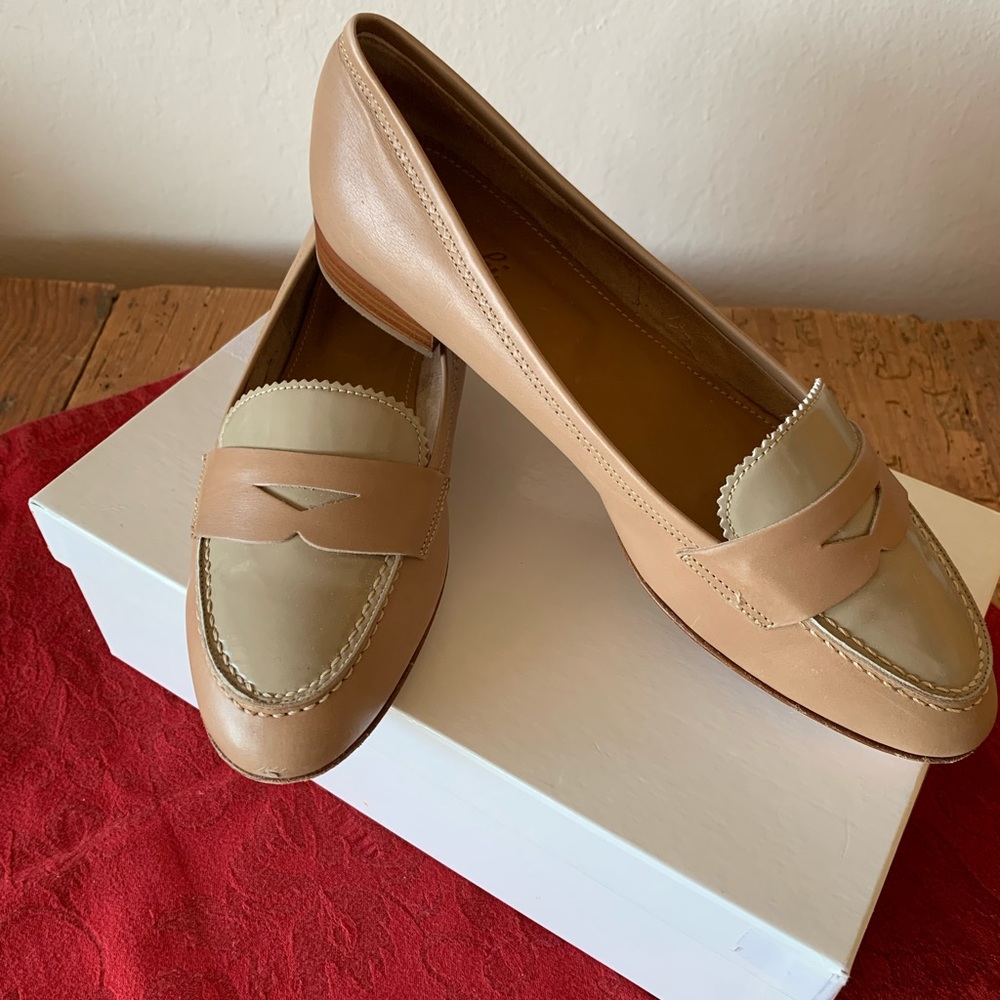 Bruschi, Italy, Leather and Patent Leather Penny Loafers - Italy 40, US 9.5